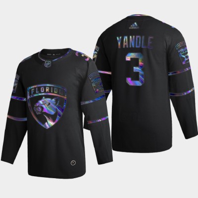 Florida Panthers #3 Keith Yandle Men's Nike Iridescent Holographic Collection NHL Jersey - Black Men's